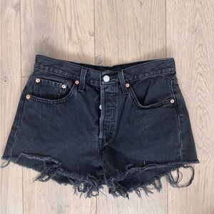 Levi's 501 Black Frayed Jean Shorts